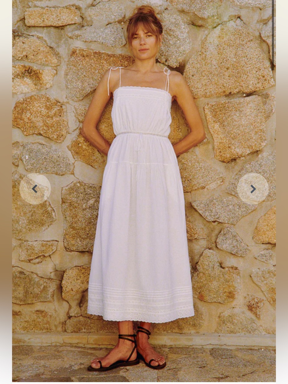 Ciao Lucia White Strapless Maxi Dress with Eyelet Hem
